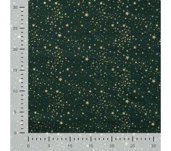 Cotton Poplin Foil Print - Small Stars, Army