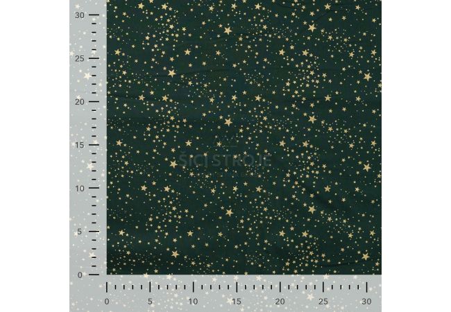 Cotton Poplin Foil Print - Small Stars, Army