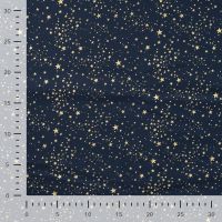Cotton Poplin Foil Print - Small Stars, Navy
