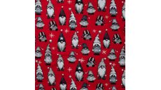 French Terry Print Brushed - Vintage Gnomes, Red