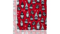 French Terry Print Brushed - Vintage Gnomes, Red