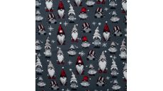 French Terry Print Brushed - Vintage Gnomes, Grey