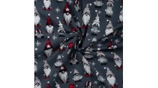 French Terry Print Brushed - Vintage Gnomes, Grey
