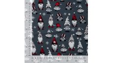 French Terry Print Brushed - Vintage Gnomes, Grey