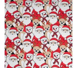 French Terry Print Brushed - Snowman, Off White