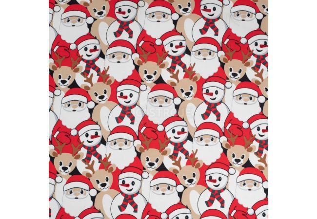 French Terry Print Brushed - Snowman, Off White