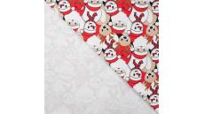 French Terry Print Brushed - Snowman, Off White