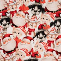 French Terry Digital Print - Christmas Family, Red
