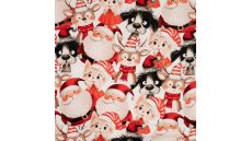 French Terry Digital Print - Christmas Family, Red