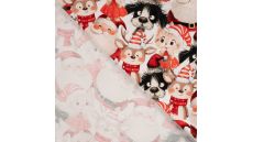 French Terry Digital Print - Christmas Family, Red
