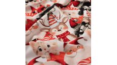 French Terry Digital Print - Christmas Family, Red