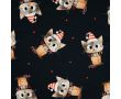 French Terry Digital Print - Naughty Kitty, Navy