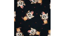 French Terry Digital Print - Naughty Kitty, Navy