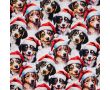 French Terry Digital Print - Christmas Dogs, Ecru