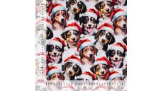 French Terry Digital Print - Christmas Dogs, Ecru