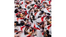 French Terry Digital Print - Christmas Dogs, Ecru