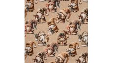 French Terry Digital Print - Christmas Gnomes, Sand