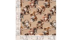 French Terry Digital Print - Christmas Gnomes, Sand