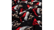 French Terry Digital Print - Christmas Skulls, Black