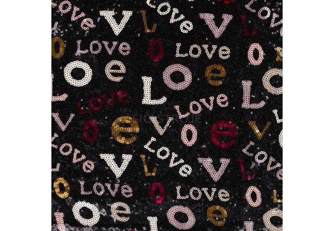 Sequins Love - Letters, Black