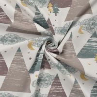 Cotton/EA Jersey Print - Forest Night, Taupe