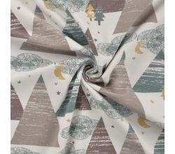 Cotton/EA Jersey Print - Forest Night, Taupe