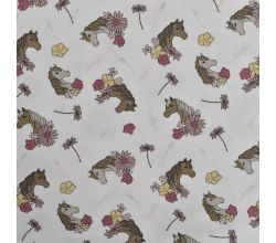 Cotton/EA Jersey Print - Horses, Off White