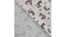 Cotton/EA Jersey Print - Horses, Off White