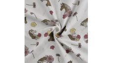 Cotton/EA Jersey Print - Horses, Off White