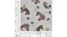 Cotton/EA Jersey Print - Horses, Off White