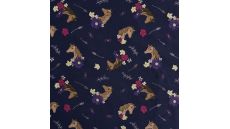 Cotton/EA Jersey Print - Horses, Navy