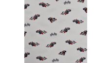 Cotton/EA Jersey Print - Race Cars, Off White