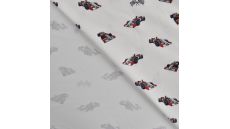 Cotton/EA Jersey Print - Race Cars, Off White