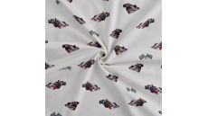 Cotton/EA Jersey Print - Race Cars, Off White