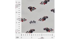 Cotton/EA Jersey Print - Race Cars, Off White