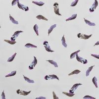 Cotton/EA Jersey Print - Feathers, Off White