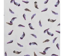 Cotton/EA Jersey Print - Feathers, Off White