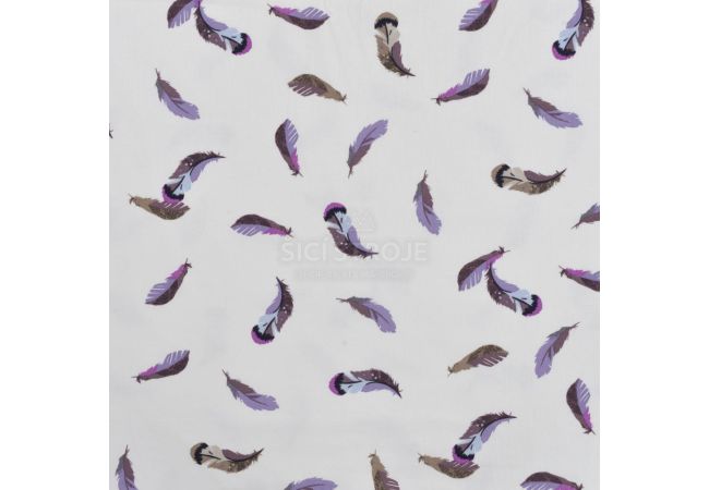 Cotton/EA Jersey Print - Feathers, Off White