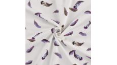 Cotton/EA Jersey Print - Feathers, Off White