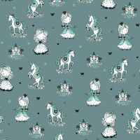 Cotton/EA Jersey Print - Dark Dusty Mint