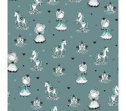 Cotton/EA Jersey Print - Dark Dusty Mint