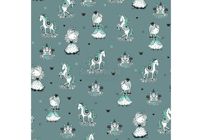 Cotton/EA Jersey Print - Dark Dusty Mint