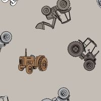 Cotton/EA Jersey Print - Tractors, Sand