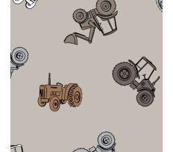 Cotton/EA Jersey Print - Tractors, Sand
