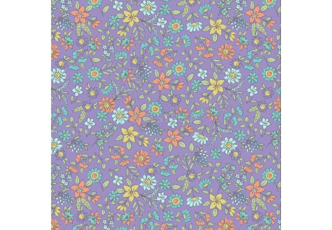 Cotton/EA Jersey - Violet Tulip Floral
