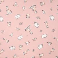 Cotton/EA Jersey - Baby Animals, Rose