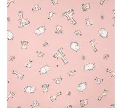 Cotton/EA Jersey - Baby Animals, Rose