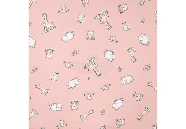 Cotton/EA Jersey - Baby Animals, Rose