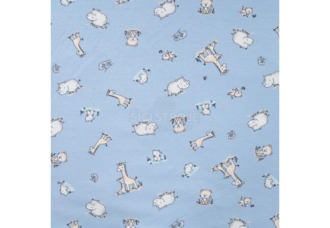Cotton/EA Jersey - Baby Animals, Blue