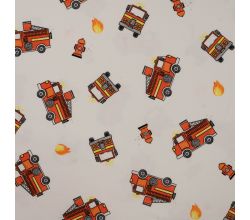 Cotton/EA Jersey - Fire Trucks, Off White